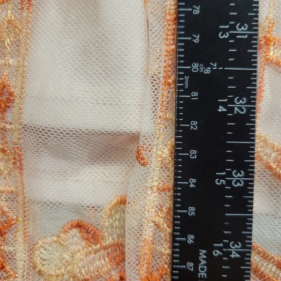 Altar'd State Orange Peach Embroidered Mesh Midi Dress Cutout Back Womens Medium - Picture 7 of 16